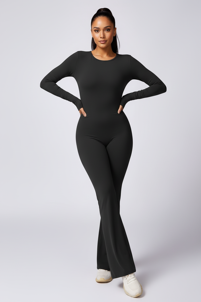 Long Sleeve Yoga Jumpsuit by Pear Girly