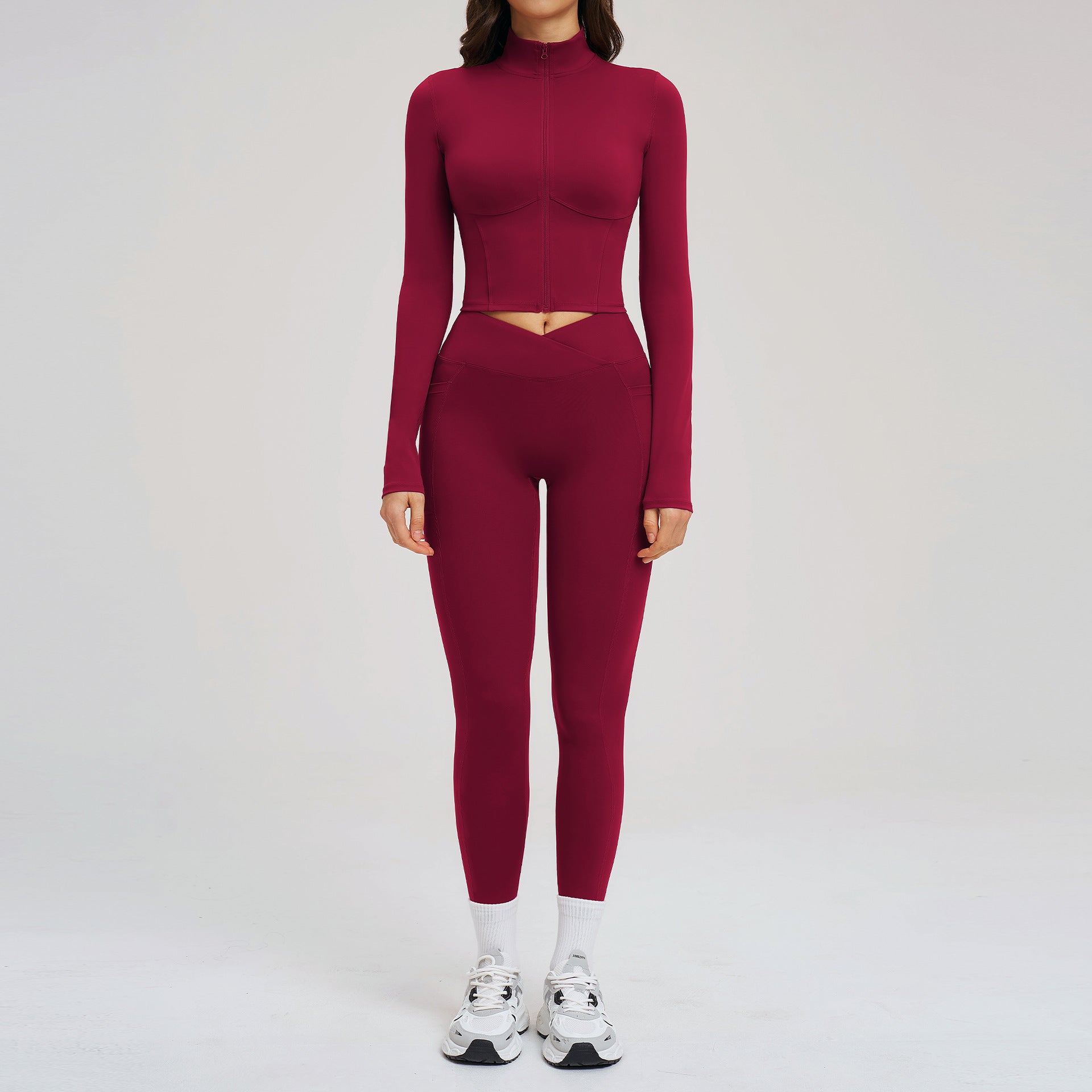 Nude-Feel Yoga Set Zipper Tight-Fit by Pear Form