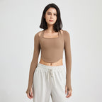 Long Sleeve Workout Top With Chest Pad by Pear Girly