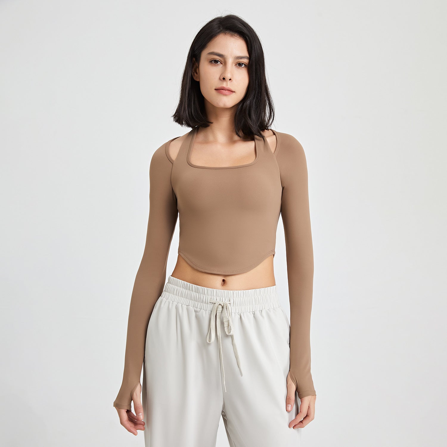 Long Sleeve Workout Top With Chest Pad by Pear Girly