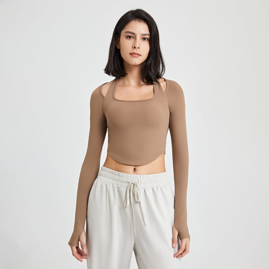 Long Sleeve Workout Top With Chest Pad by Pear Girly