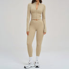 Nude-Feel Yoga Set Zipper Tight-Fit by Pear Form