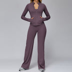 Women's Brushed Fabric Tight Top And Pants Casual Sports Suit by Pear Form