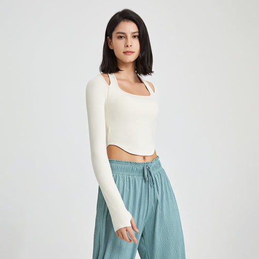 Long Sleeve Workout Top With Chest Pad by Pear Girly