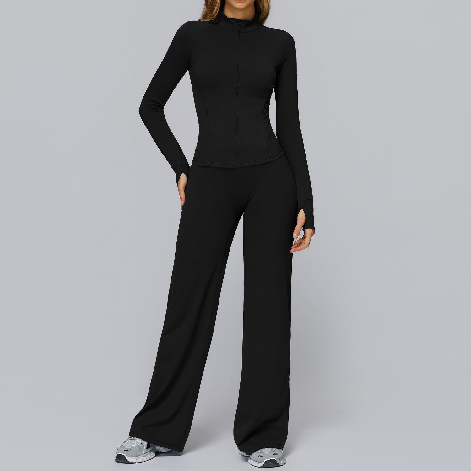 Women's Brushed Fabric Tight Top And Pants Casual Sports Suit by Pear Form