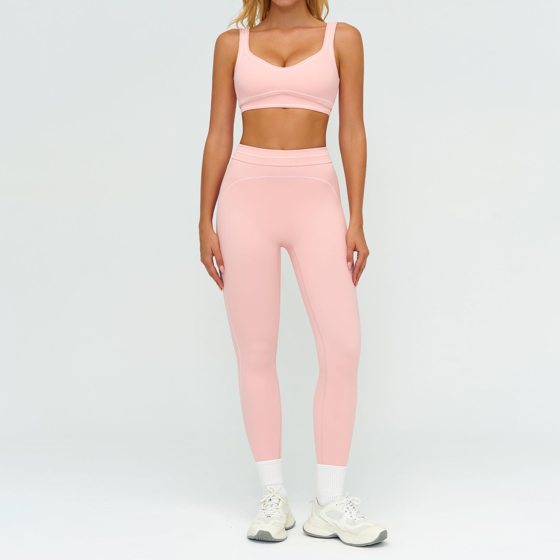 Contrast-color Brushed Yoga Set With Dual Shoulder Straps by Pear Form