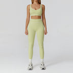 Contrast-color Brushed Yoga Set With Dual Shoulder Straps by Pear Form