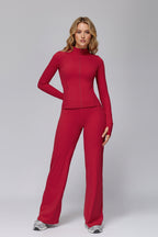 Women's Brushed Fabric Tight Top And Pants Casual Sports Suit by Pear Form