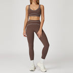 Contrast-color Brushed Yoga Set With Dual Shoulder Straps by Pear Form