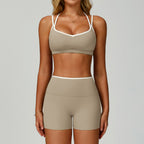 Contrastcolor Trimmed Women's TightfittingBackrevealing Yoga Wear Sports Outdoor Fitness Set by Pear Form