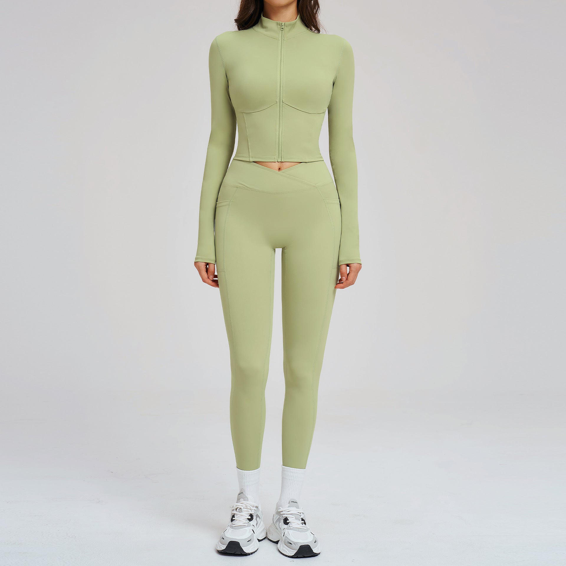 Nude-Feel Yoga Set Zipper Tight-Fit by Pear Form