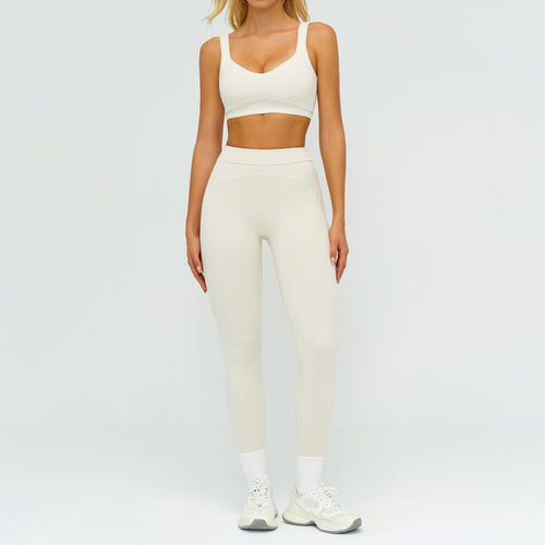 Contrast-color Brushed Yoga Set With Dual Shoulder Straps by Pear Form