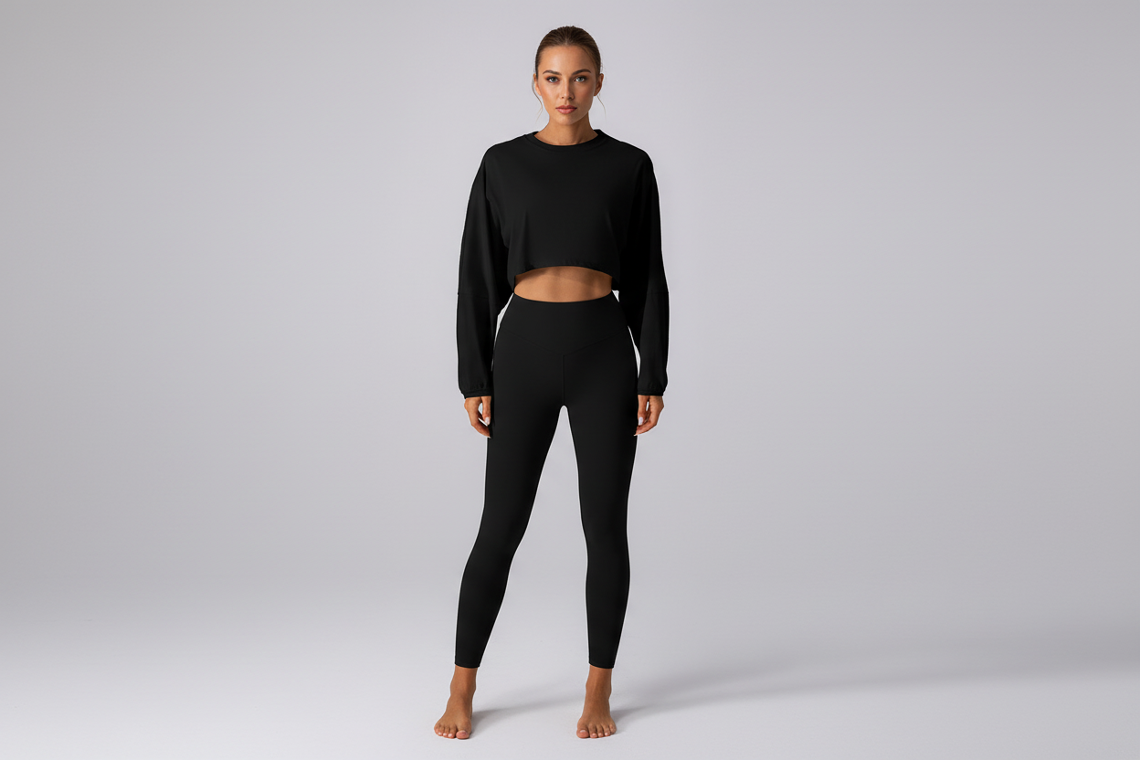 Crew Neck Cropped Top by Pear Form