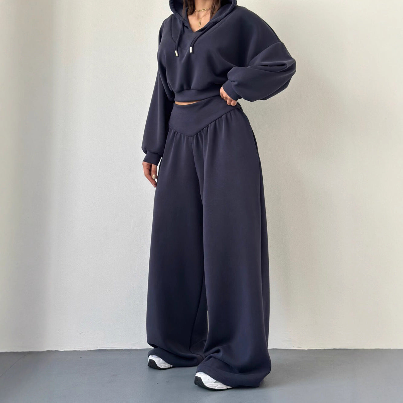 Casual Set V-neck Hoodie Top And Pants by Pear Girly