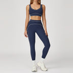Contrast-color Brushed Yoga Set With Dual Shoulder Straps by Pear Form