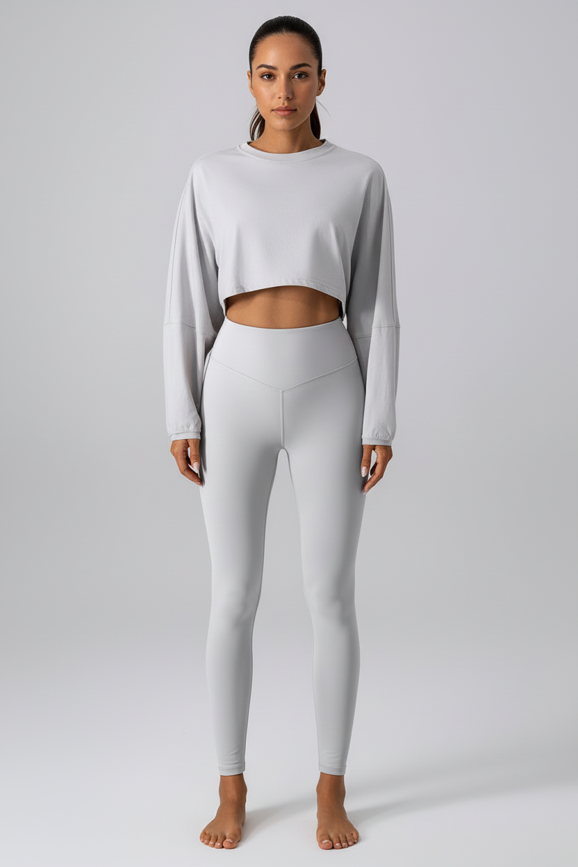 Crew Neck Cropped Top by Pear Form