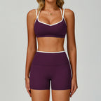 Contrastcolor Trimmed Women's TightfittingBackrevealing Yoga Wear Sports Outdoor Fitness Set by Pear Form