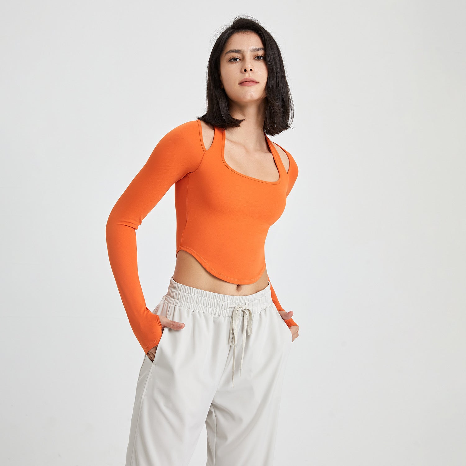 Long Sleeve Workout Top With Chest Pad by Pear Girly