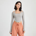 Long Sleeve Workout Top With Chest Pad by Pear Girly