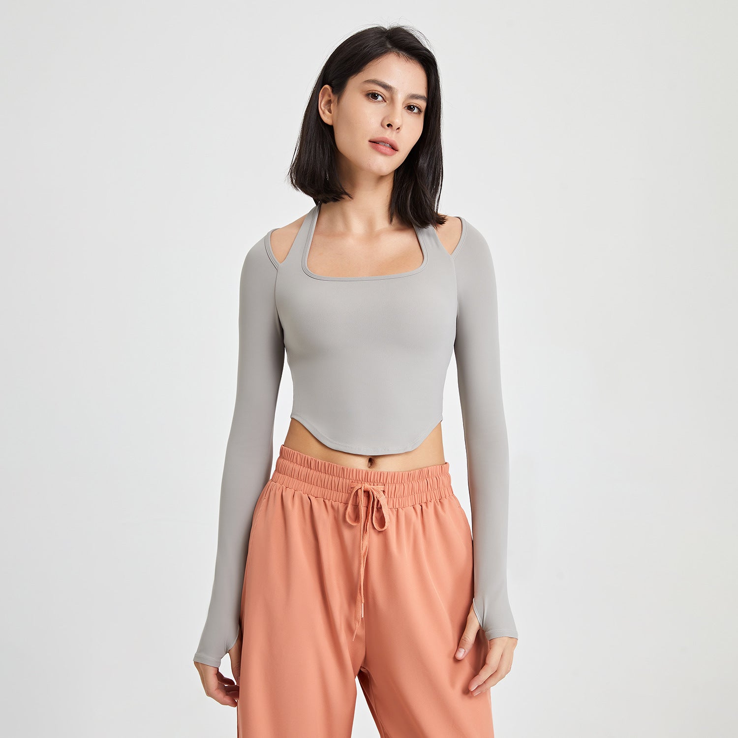 Long Sleeve Workout Top With Chest Pad by Pear Girly