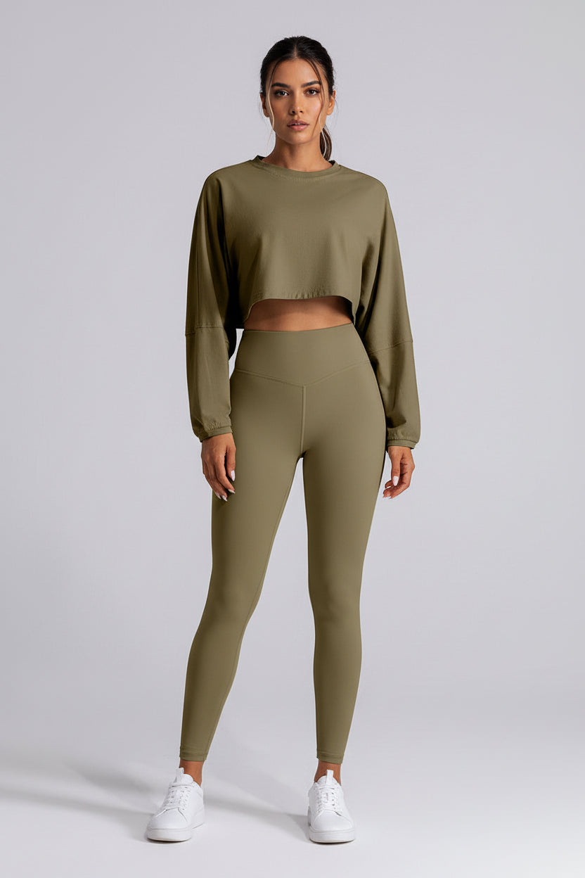 Crew Neck Cropped Top by Pear Girly