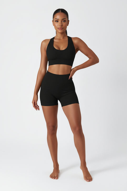 Women’s Florance Classic workout set with top and shorts in black