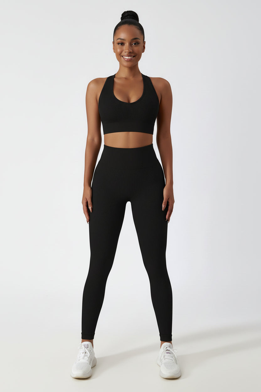 Womens Florance Classic workout set with top and shorts in black