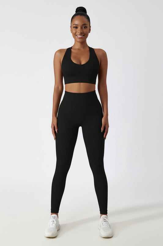 Womens Florance Classic workout set with top and shorts in black